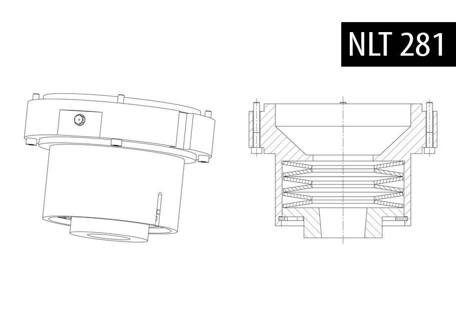 BalTec graphic image for downholder NTL with disc springs for 281 and 281R machine types