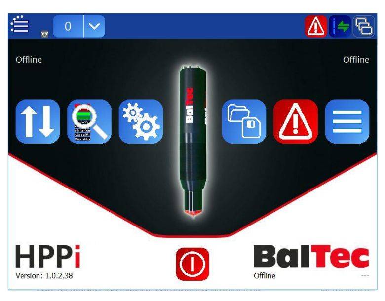 Software BalTec hppi pc úvodní obrazovka